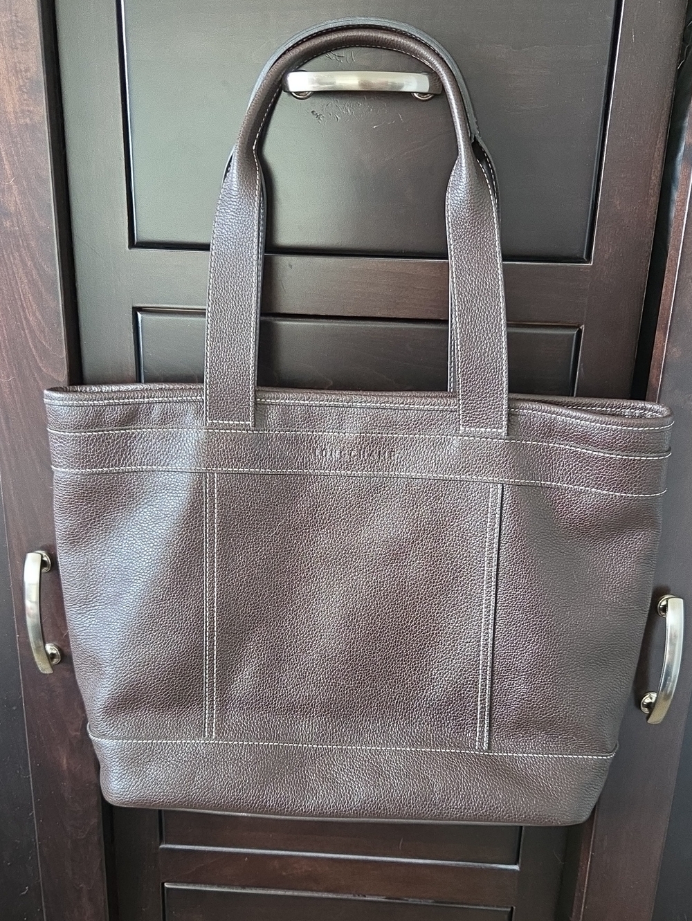 Vintage Longchamp Le Foulonné Pebbled Leather Tote Bag - Brown